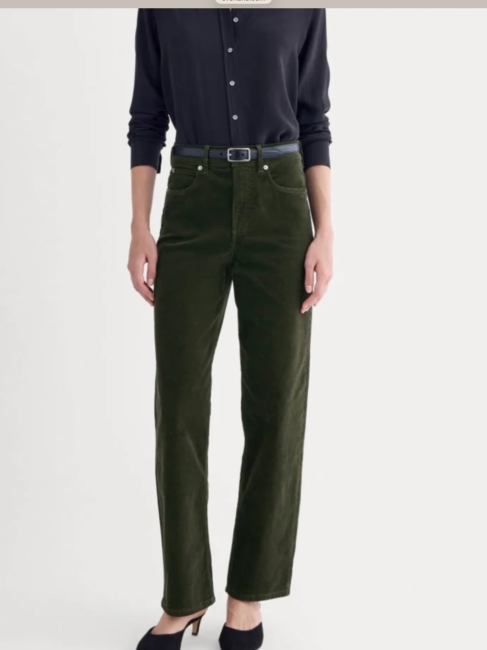 Everlane High-Rise Straight Jeans — Olive Green